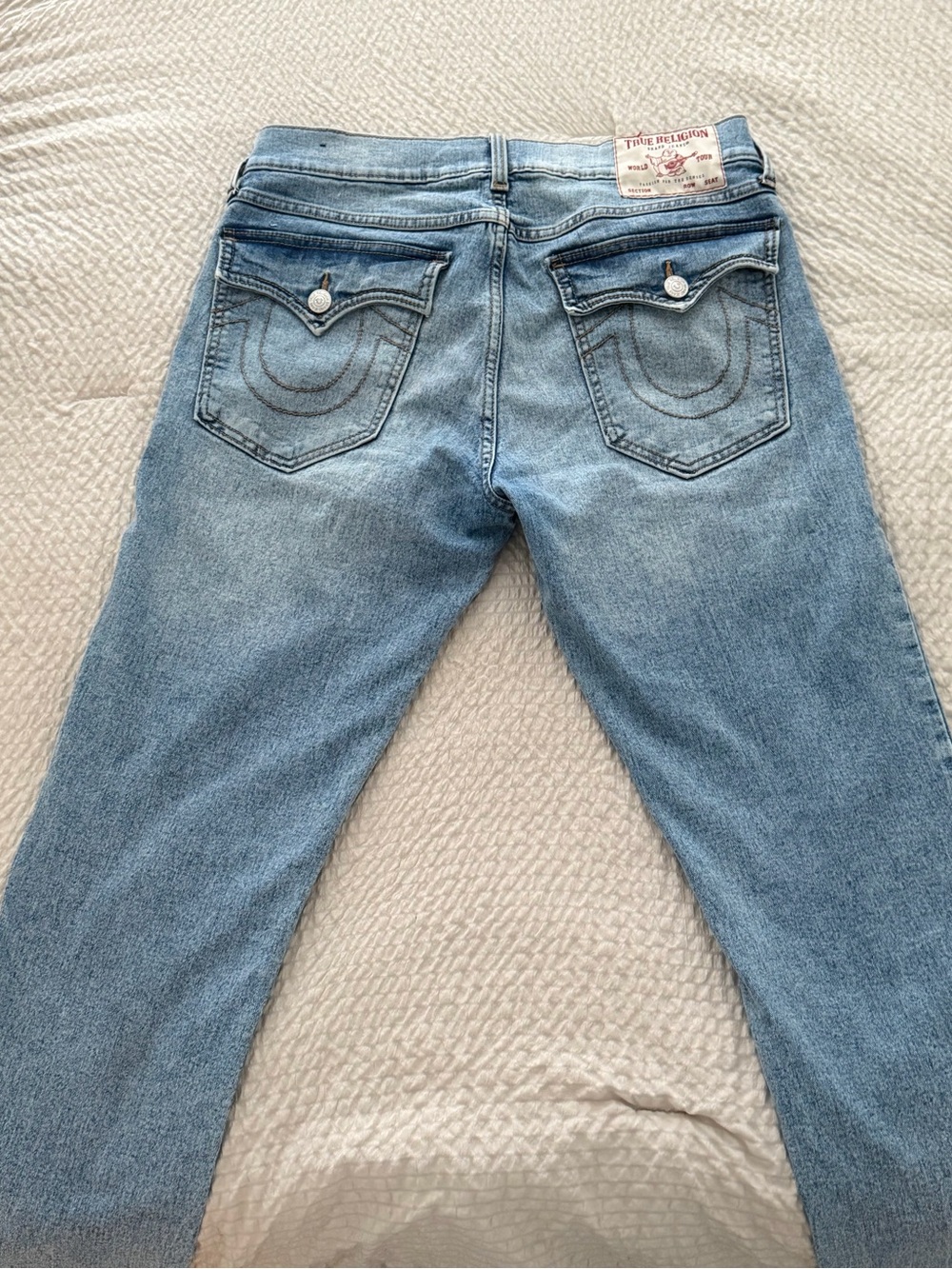 True Religion Straight Leg Jeans in Light Blue Wash